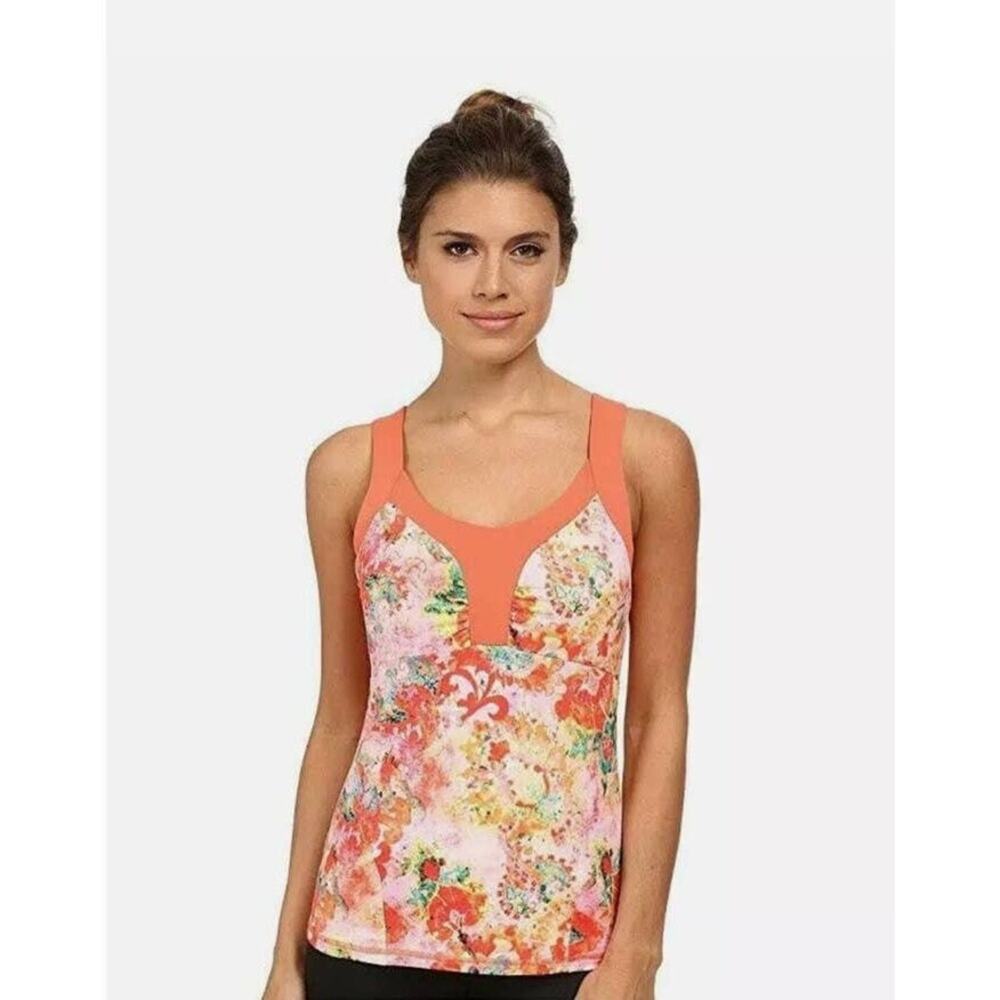 The North Face Swim Tank Womens Floral Print Tank Orange Size Medium Swimsuit
